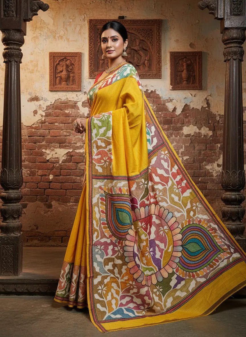 Bangalore Silk Handcrafted Kantha - Stitch Saree - Kantha.store