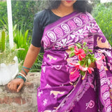 Royal Heritage Pure Silk Kantha Saree | Handmade Santiniketan Kantha