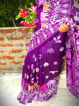 Royal Heritage Pure Silk Kantha Saree | Handmade Santiniketan Kantha