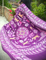 Royal Heritage Pure Silk Kantha Saree | Handmade Santiniketan Kantha