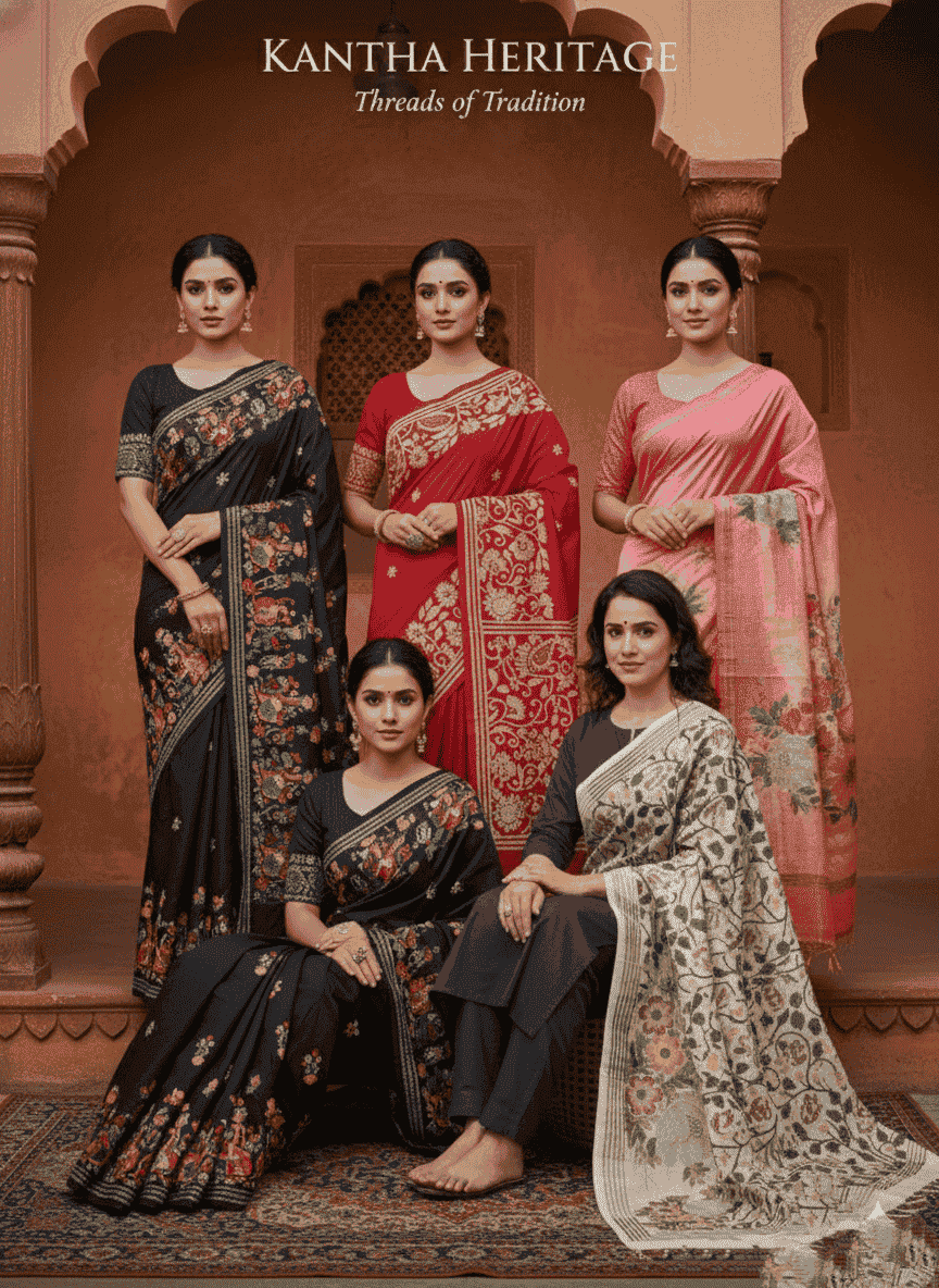 Kantha stitch saree main banner image - kantha.Store