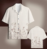 Floral Kantha Embroidered Cotton Camp Shirt