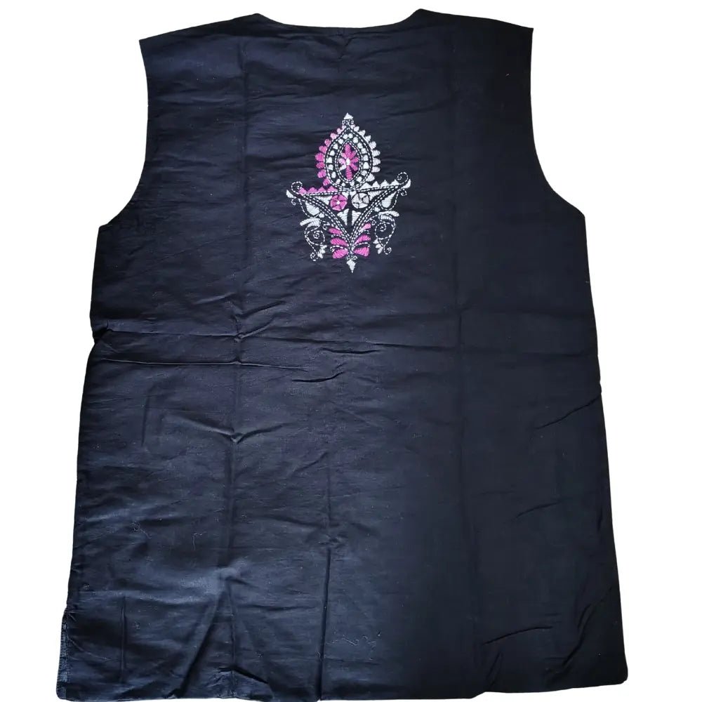 Handcrafted Kantha Stitch Black Jacket - Kantha.store