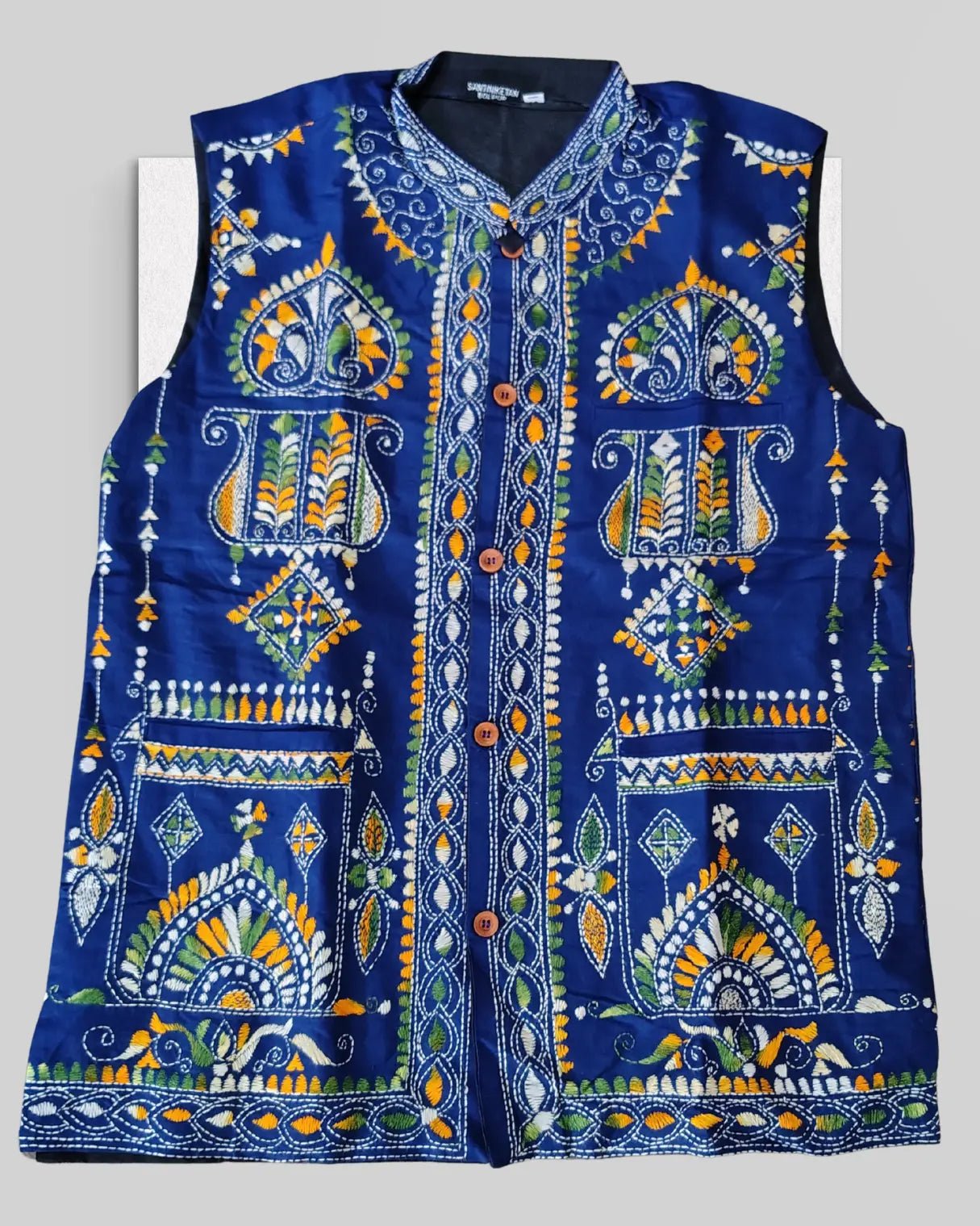 Handcrafted Kantha Stitch Blue Jacket - Kantha.store