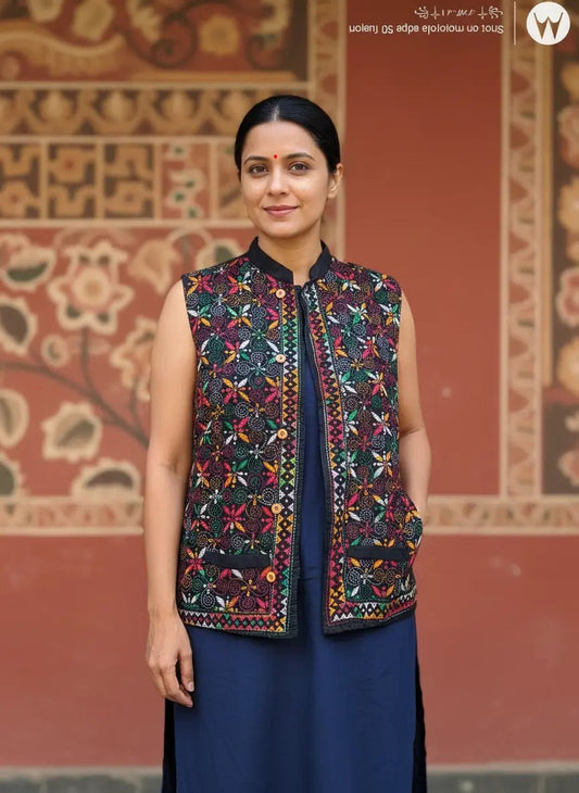 Handcrafted Kantha Stitch Multicolor Jacket - Kantha.store