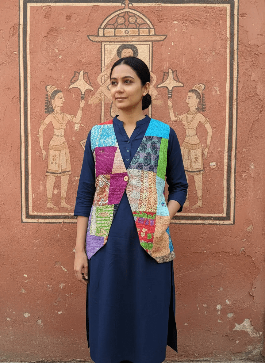 Original Kantha Stitch Baul Jacket – Bengal Folk Art, Cotton - Kantha.store