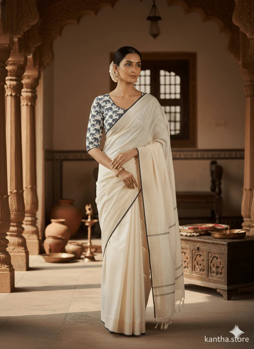 Premium Cotton Elephant Kantha Stitch Blouse - Kantha.store