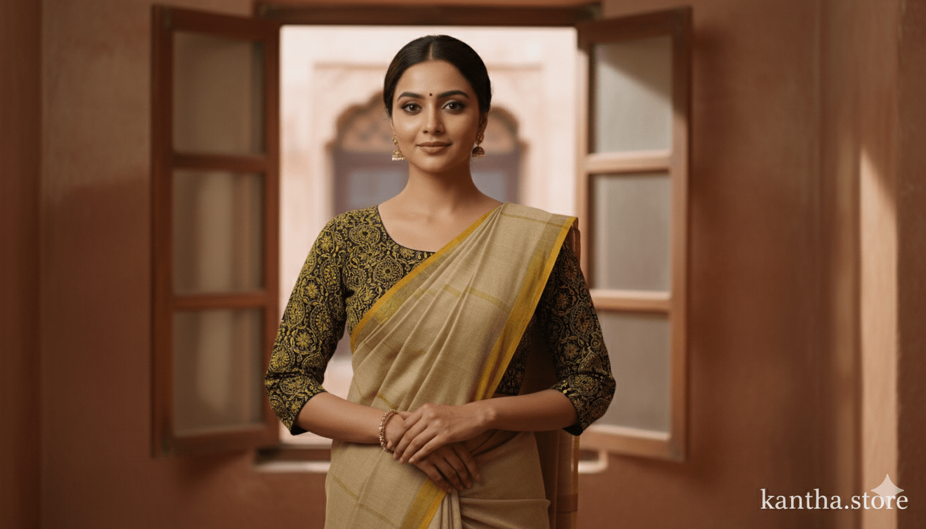 Premium Cotton Kantha Stitch Blouse - Kantha.store