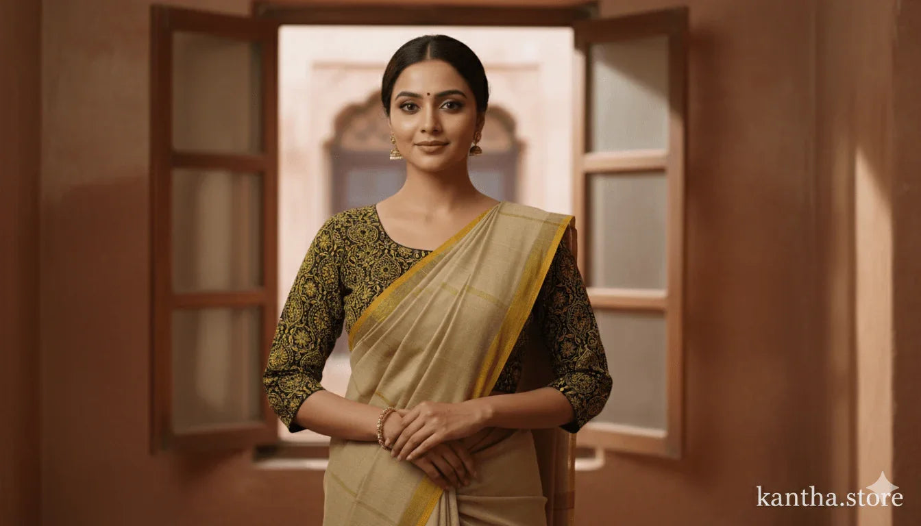 Premium Cotton Kantha Stitch Blouse - Kantha.store