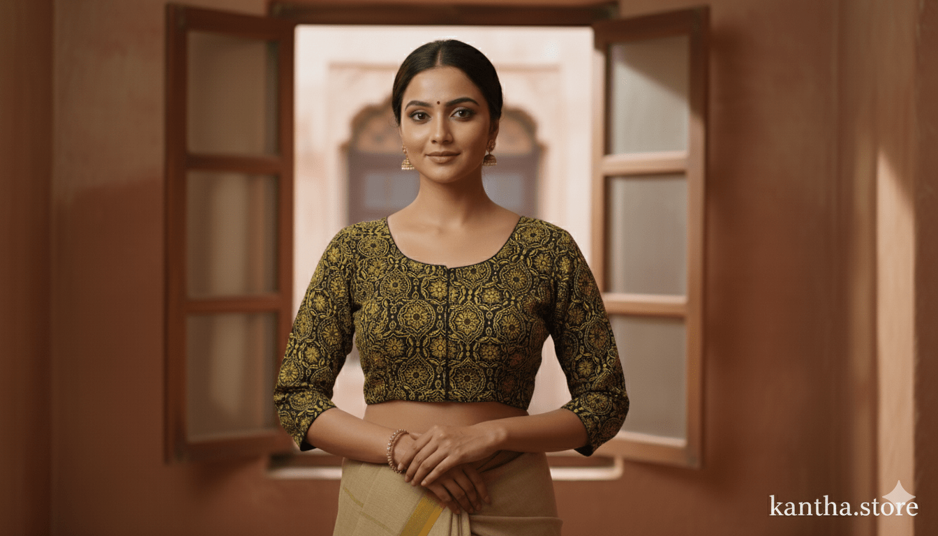 Premium Cotton Kantha Stitch Blouse - Kantha.store