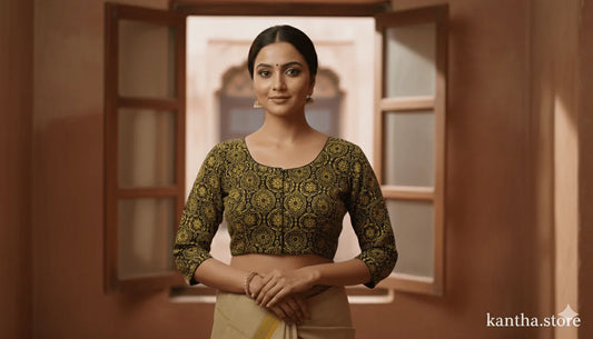 Premium Cotton Kantha Stitch Blouse - Kantha.store